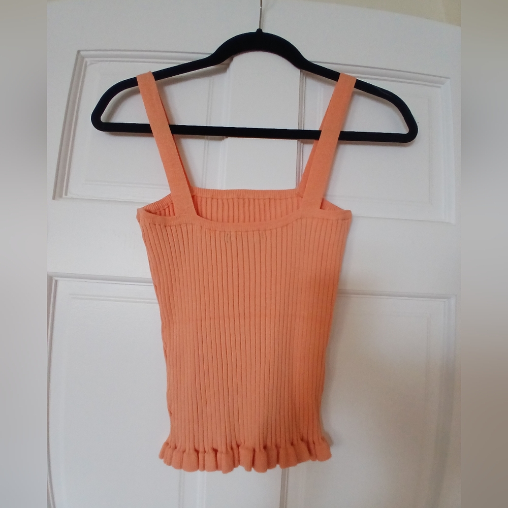 Unworn- Peach Ribbed Knit 80% Rayon/ NylonTank Top - Picture 7 of 7